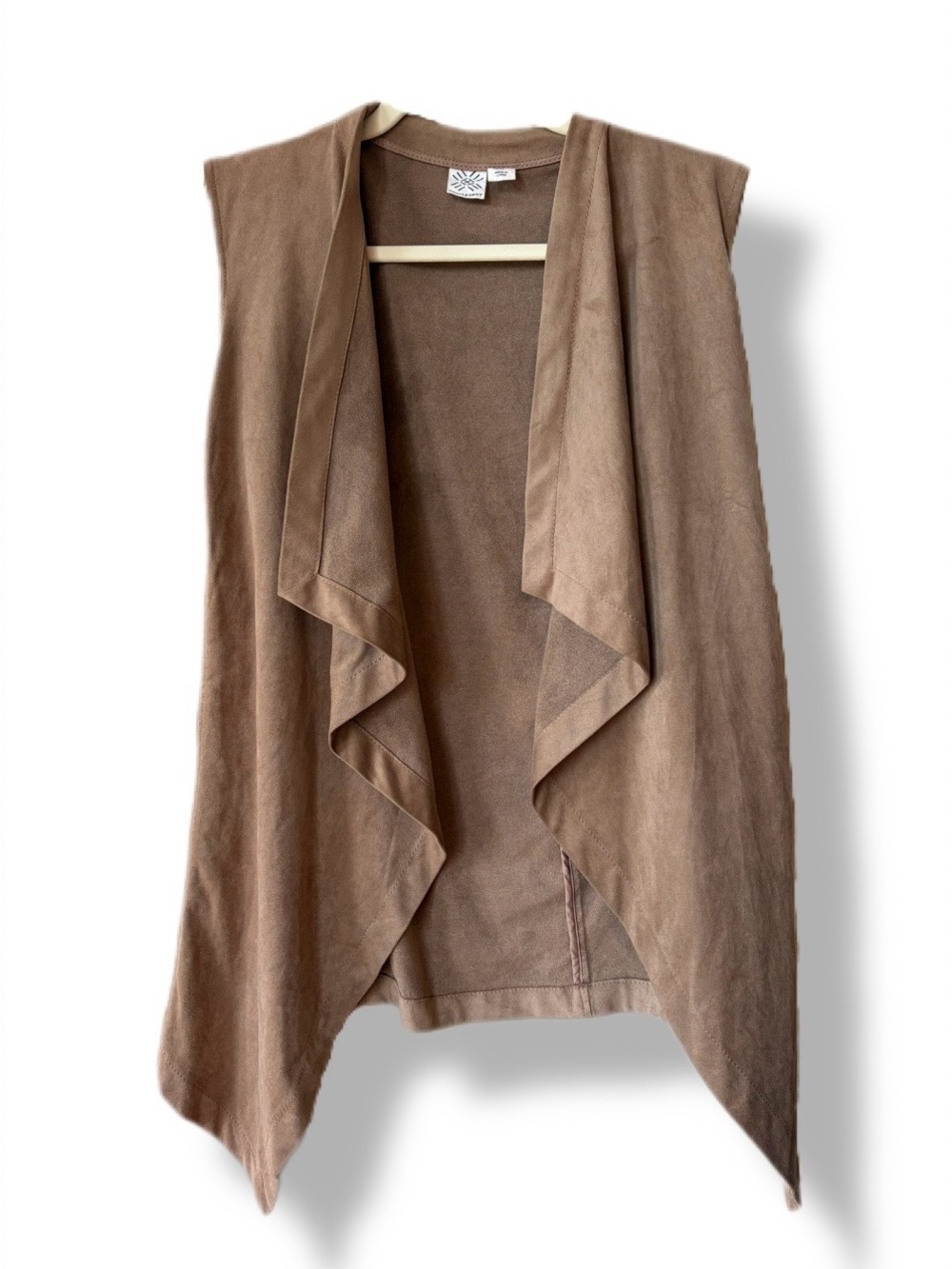 Artisan NY Brown Open Front Faux Suede Vest Jacket Women’s Size X Small